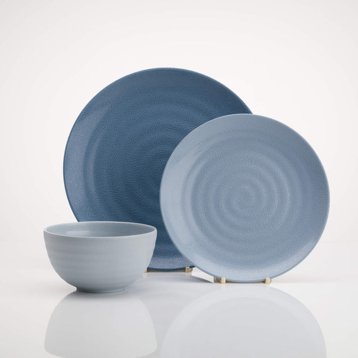 Shades Of Blue Melamine Dinner Set (12 piece) - Alfresco Dining Company