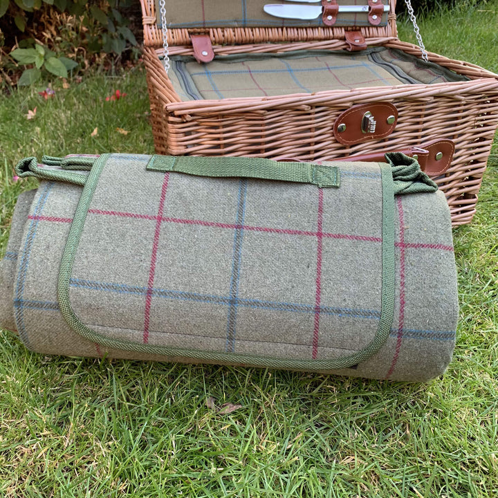 Luxury Green Tweed Picnic Blanket - Alfresco Dining Company