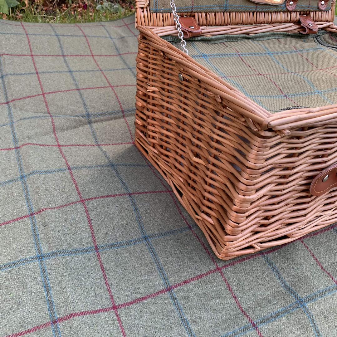 Luxury Green Tweed Picnic Blanket - Alfresco Dining Company