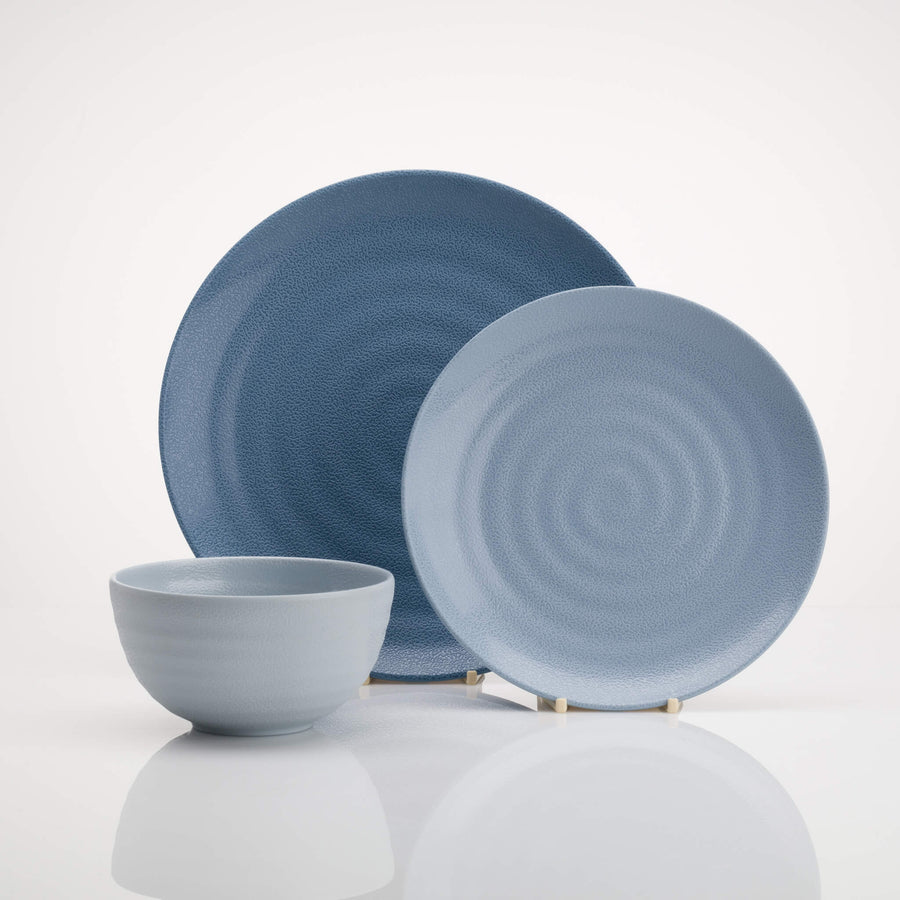 Shades Of Blue Melamine Dinner Set (12 piece) - Alfresco Dining Company