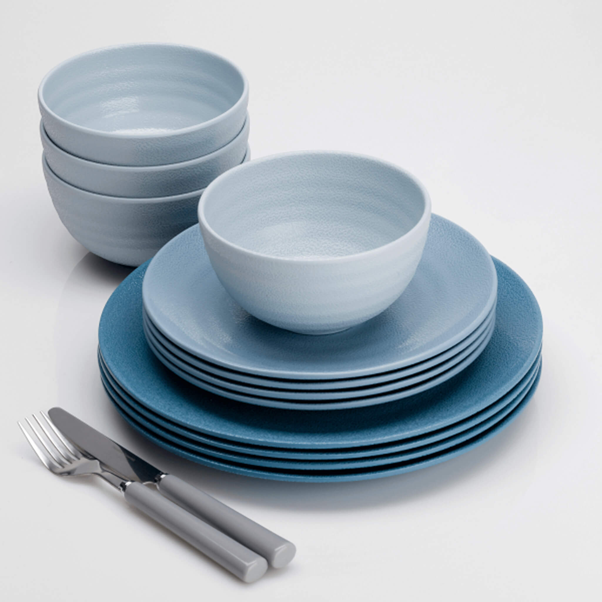 Shades Of Blue Melamine Dinner Set (12 piece) - Alfresco Dining Company