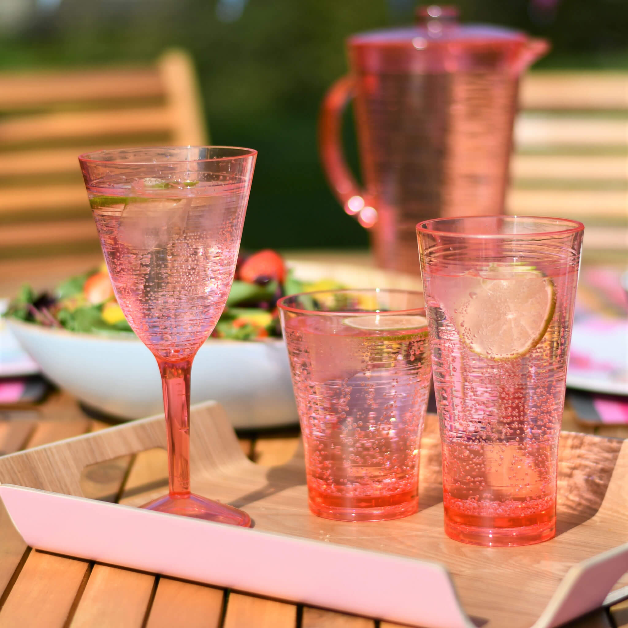 Candy Pink Hi Ball Glasses (Set of 4) - Alfresco Dining Company