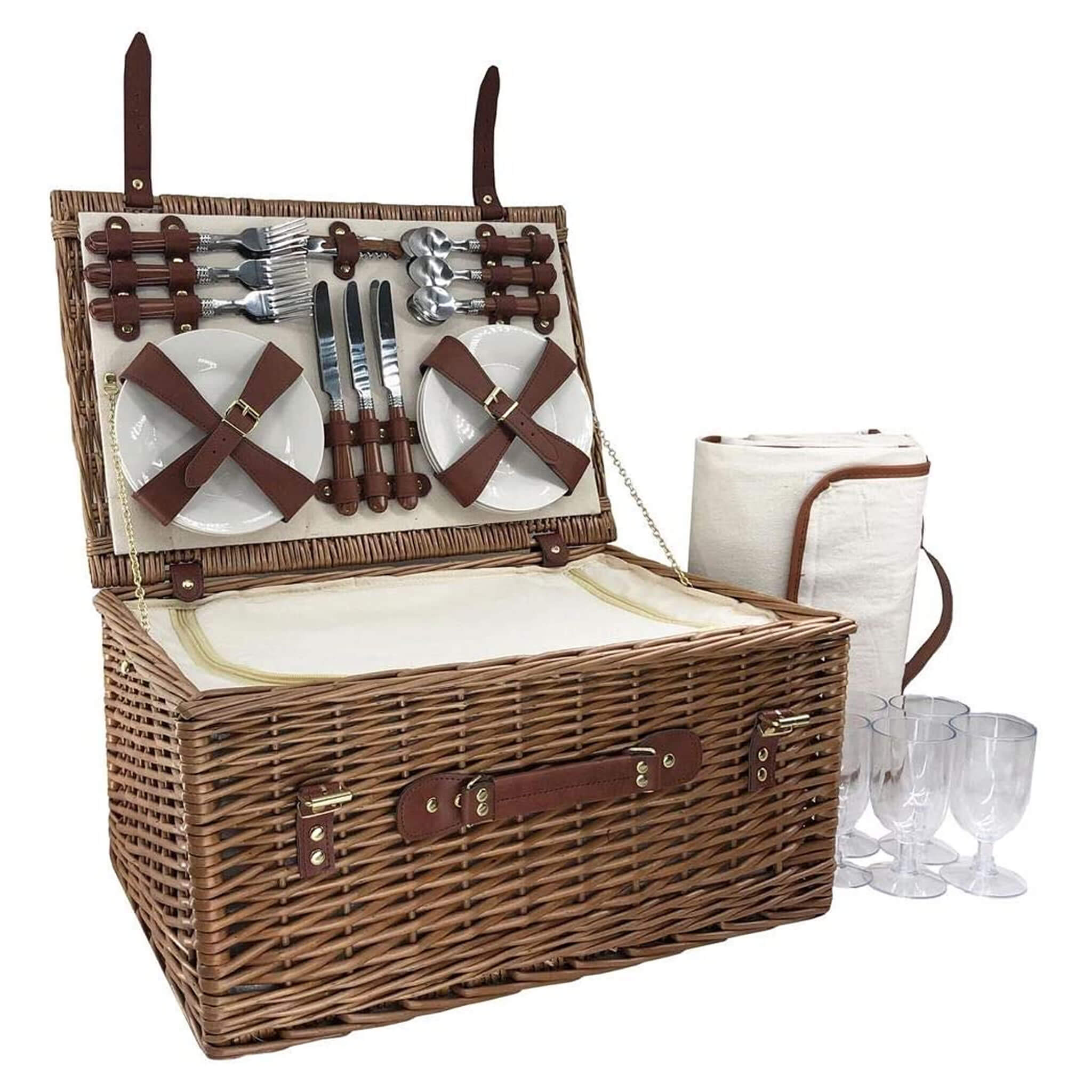 Classic Fitted Picnic Hamper & Blanket (6 Person) - Alfresco Dining Company