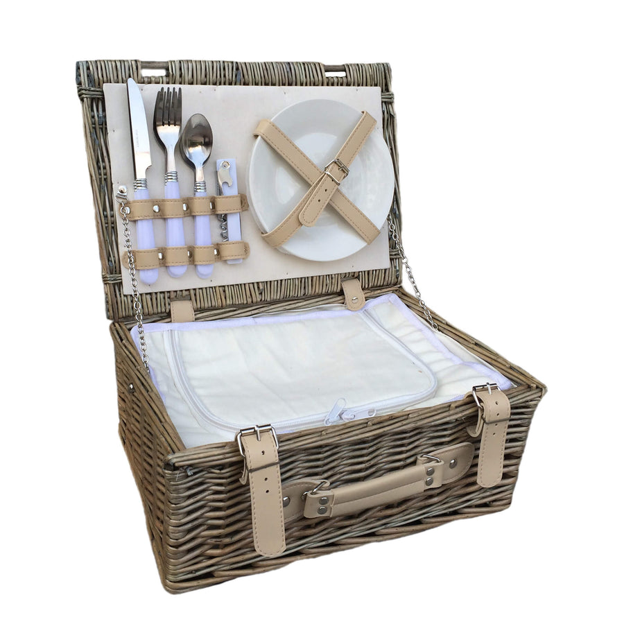 Cream Fitted Picnic Hamper (2 Person) - Alfresco Dining Company