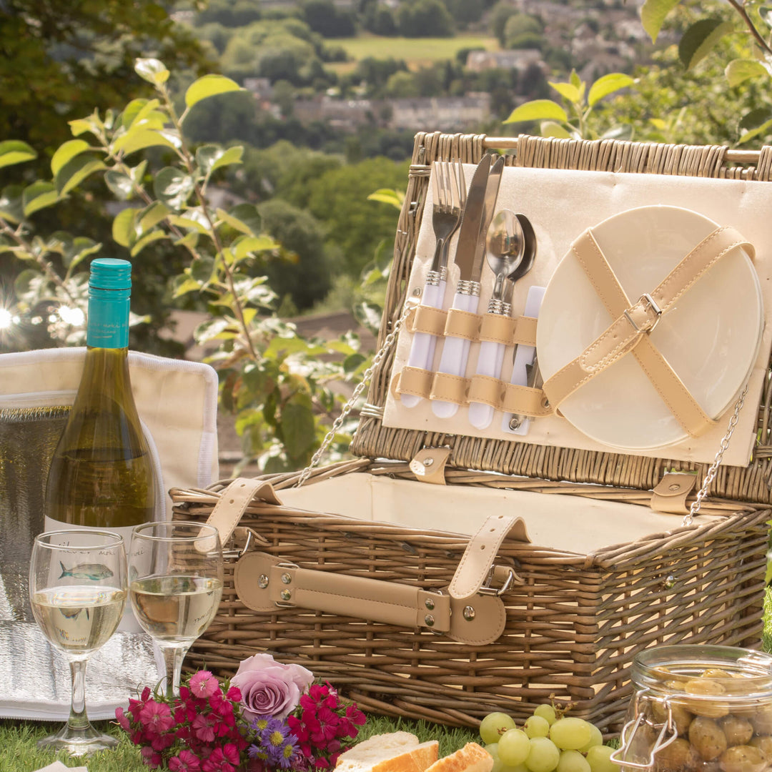 Cream Fitted Picnic Hamper (2 Person) - Alfresco Dining Company