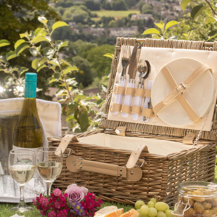 Cream Fitted Picnic Hamper (2 Person) - Alfresco Dining Company