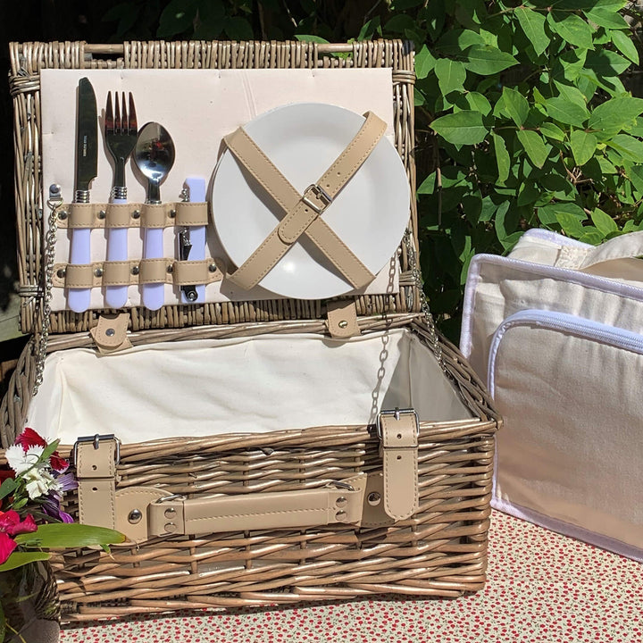 Cream Fitted Picnic Hamper (2 Person) - Alfresco Dining Company