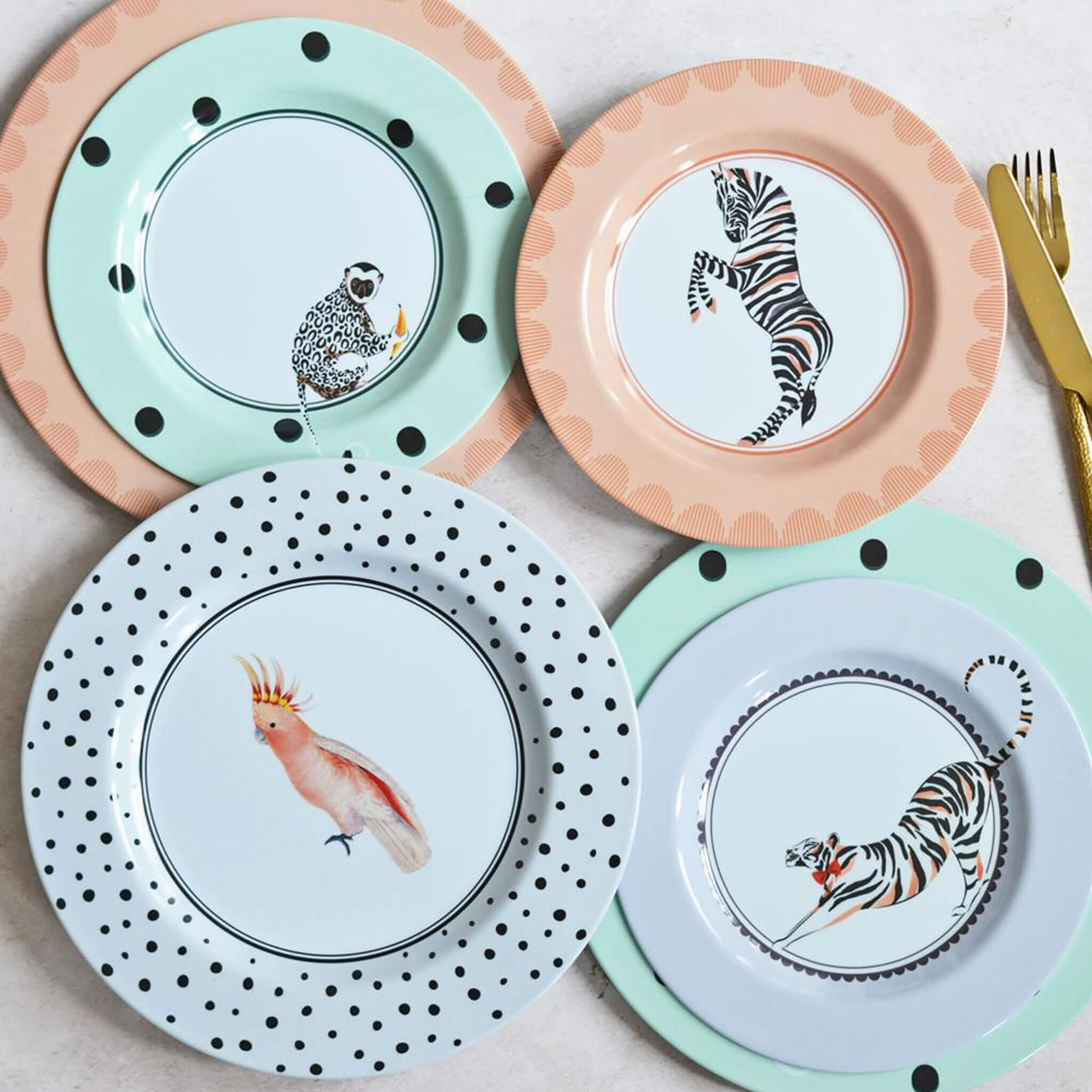Wild Animal Side Plates (Set of 4) - Alfresco Dining Company